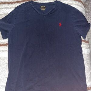 Polo by Ralph Lauren Men's Dark Blue V-Neck Tee